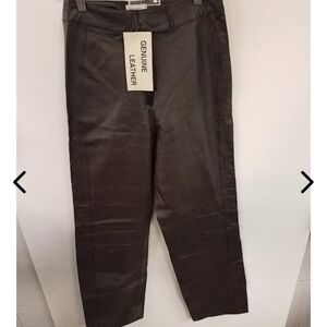 Chadwicks Straight leg leather pants, brown, sz 8, nwt